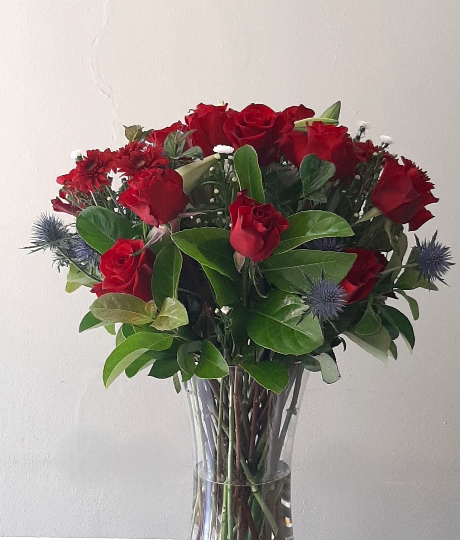 A bouquet of red roses from a florist in Brussels
