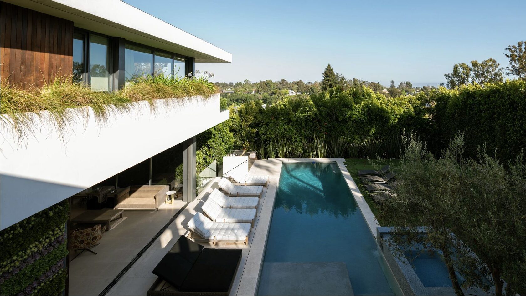 Lap pool seen from the upper terrace