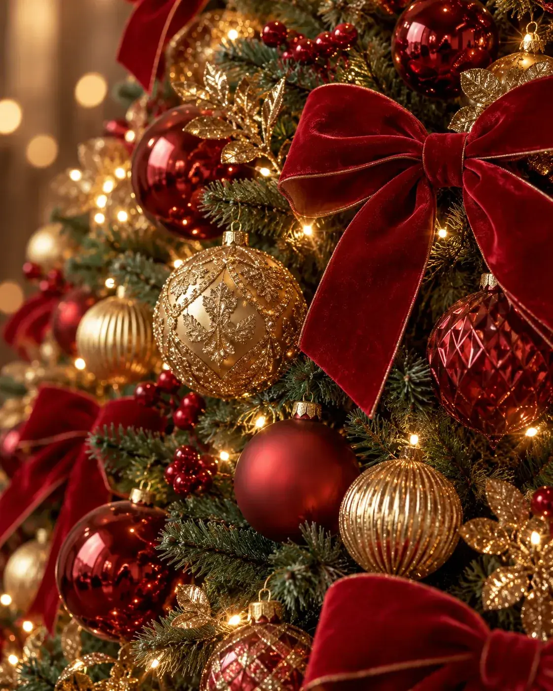 Classic red and gold holiday tree