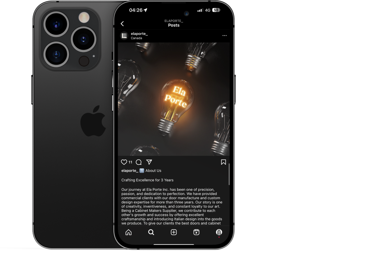Ela Porte Instagram profile on a phone