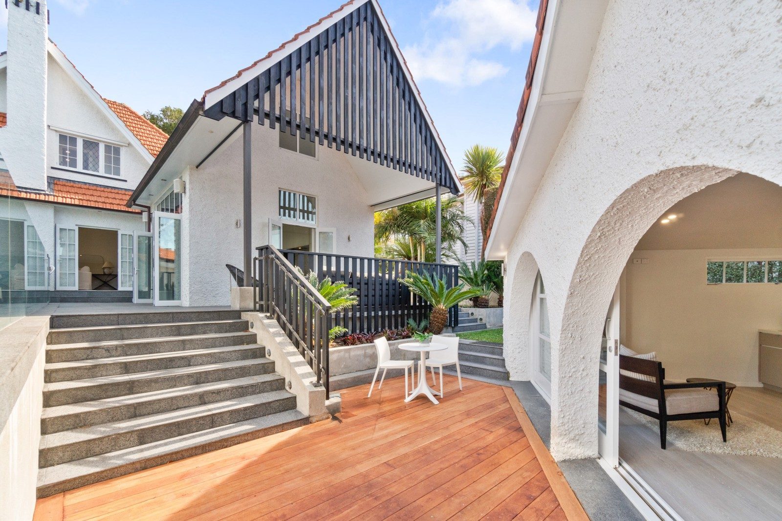 New timber deck connecting the Owens Road interior with the landscaped garden