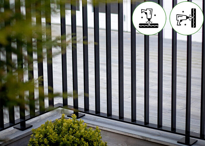 Aluminum railings with vertical rods in black color