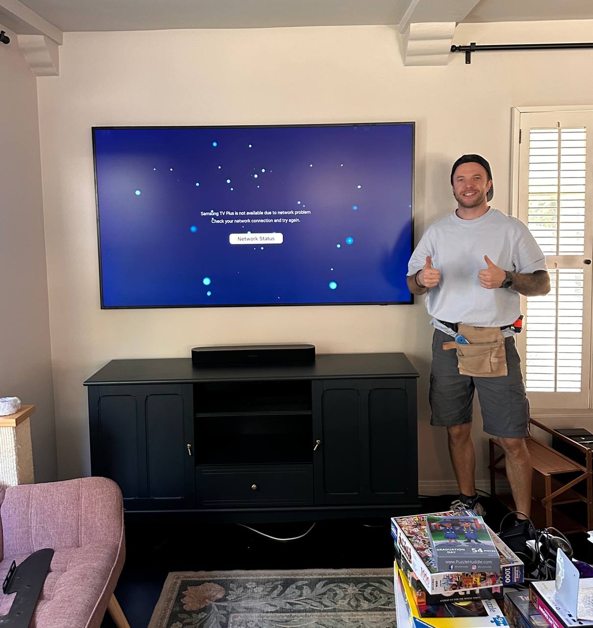 75″ with hidden wires