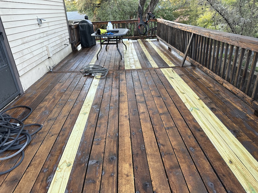 Old wood deck restored and repainted in Austin TX