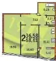 2-комнатные планировка Costa Fontana — вариант 1