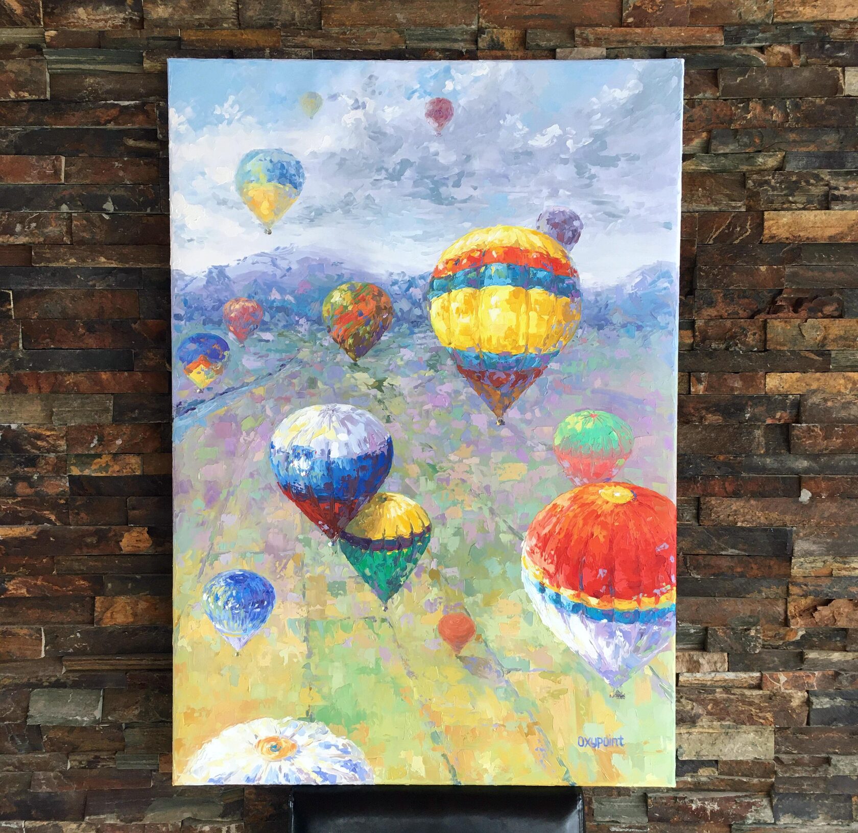 Hot air balloons oil painting 