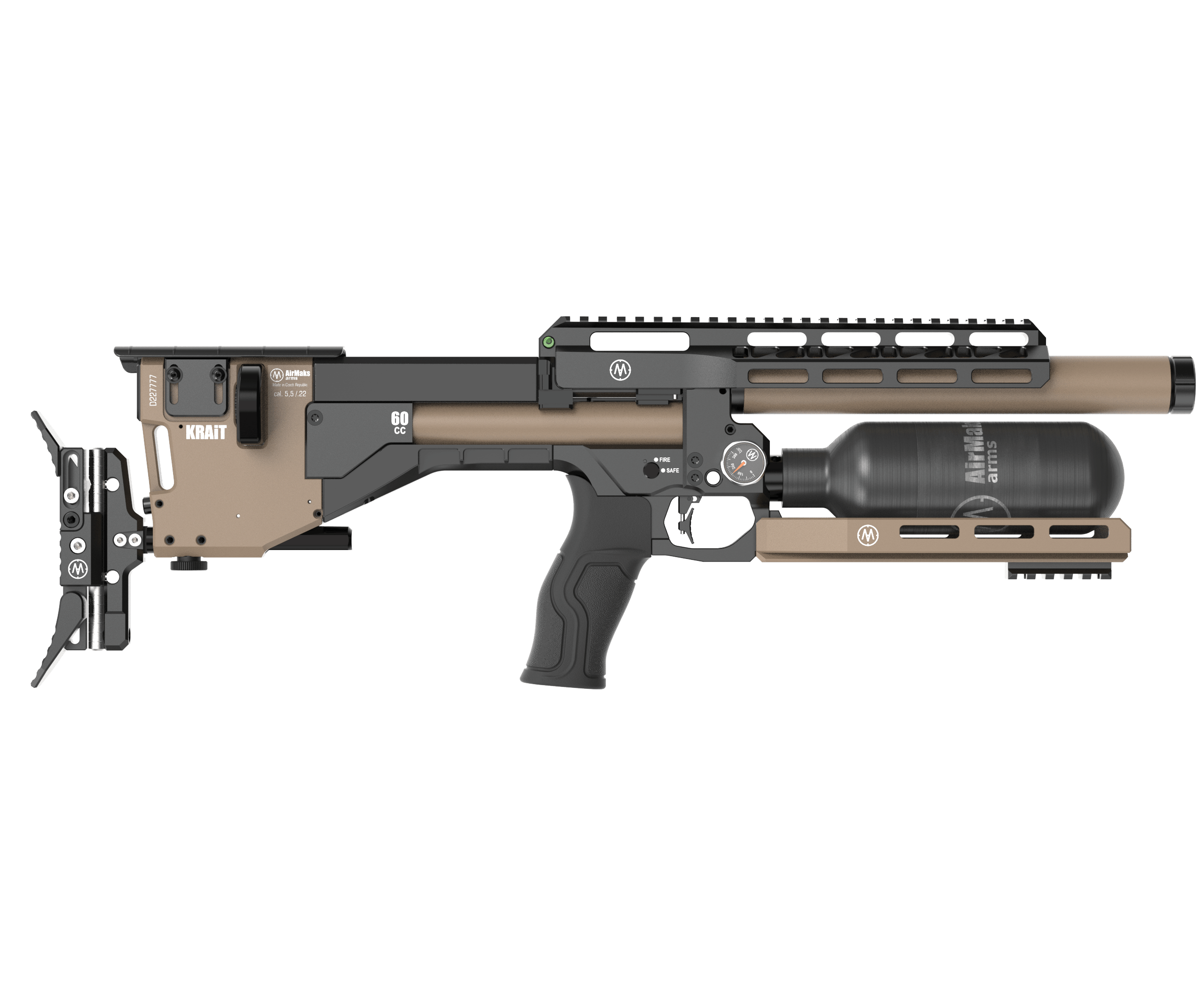 AirMaks Krait Pro S modern version pcp rifle brown color