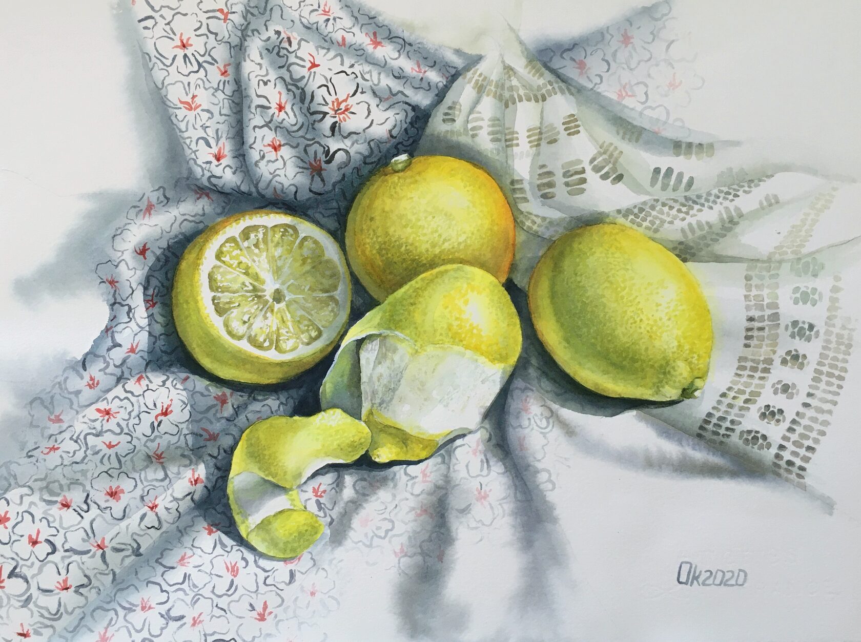 lemon watercolor painting