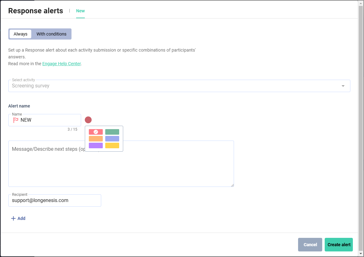 Reproduction Alert Activity-level response alerts