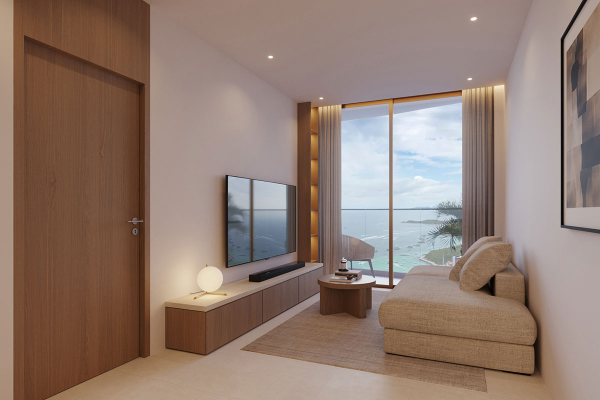 Elegance Residence 1-bedroom living room with balcony