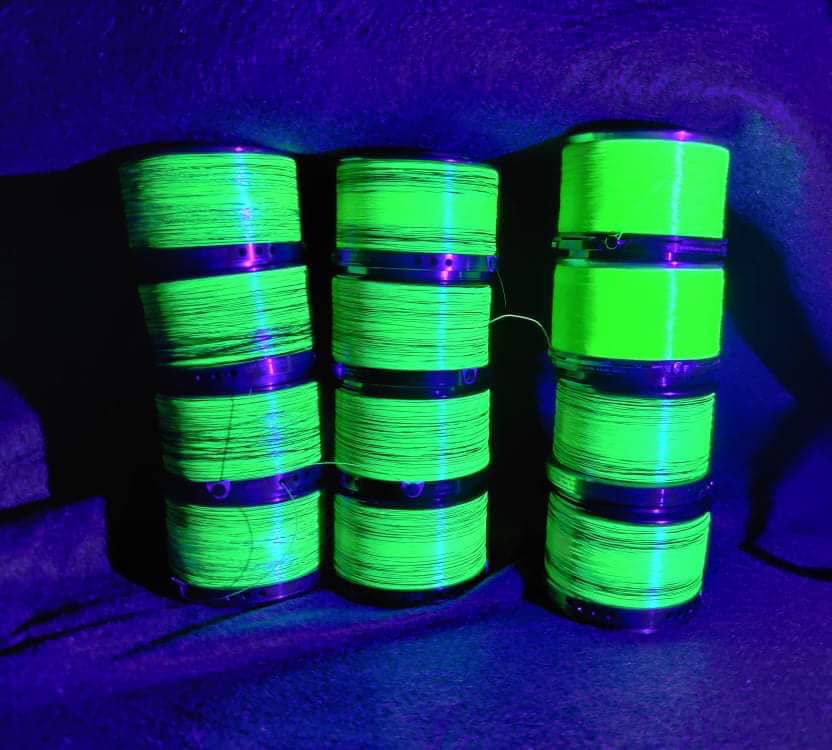 Katran line glowing under the blue beam