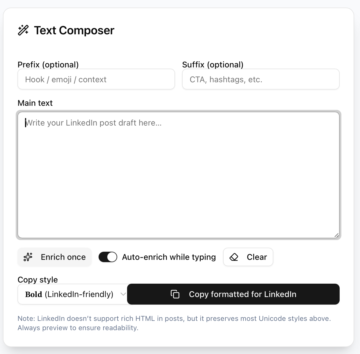 LinkedIn Post Studio preview
