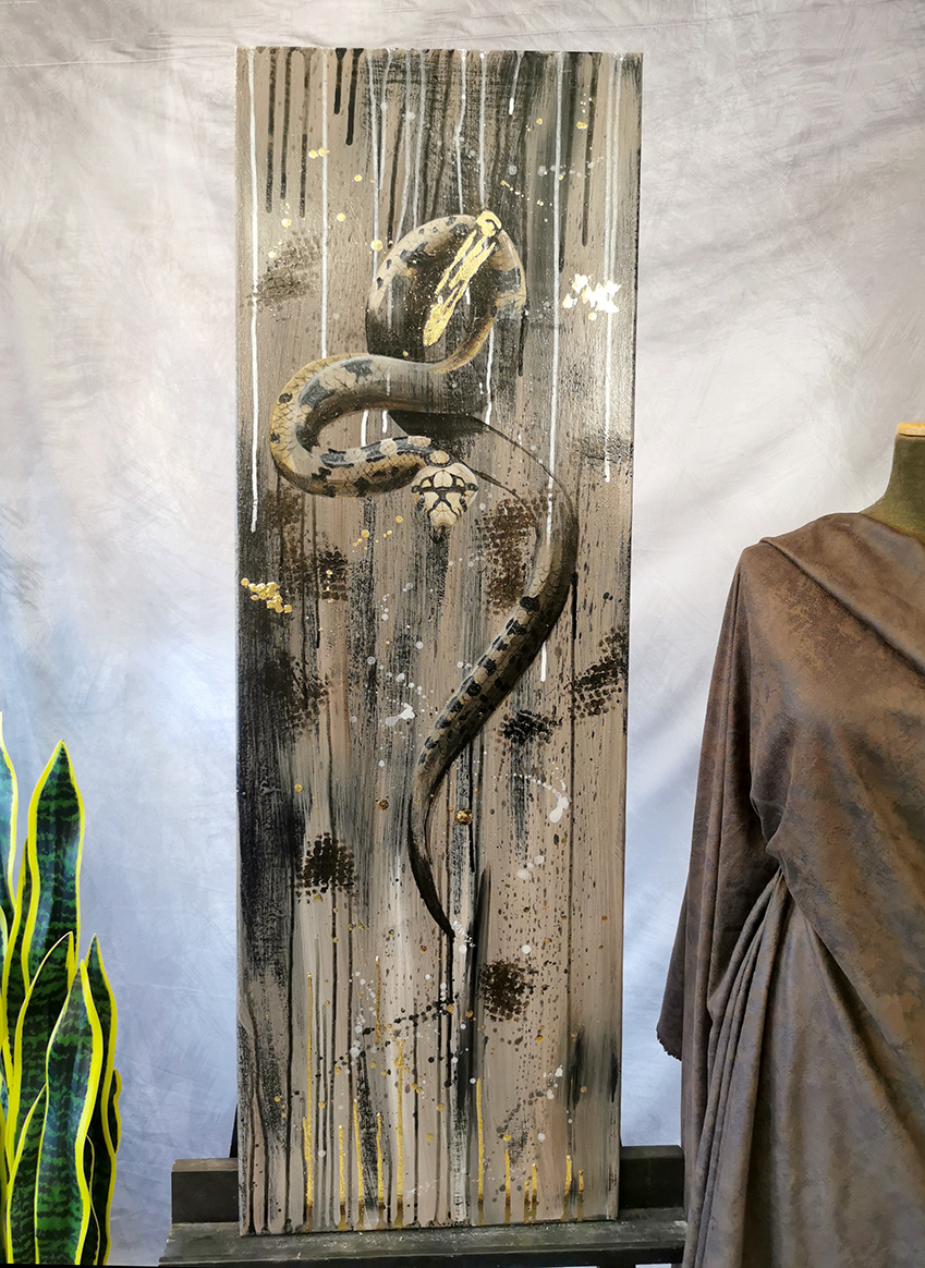 Schlangen Gemälde modern – Symbol für Wandel und fließende Energie