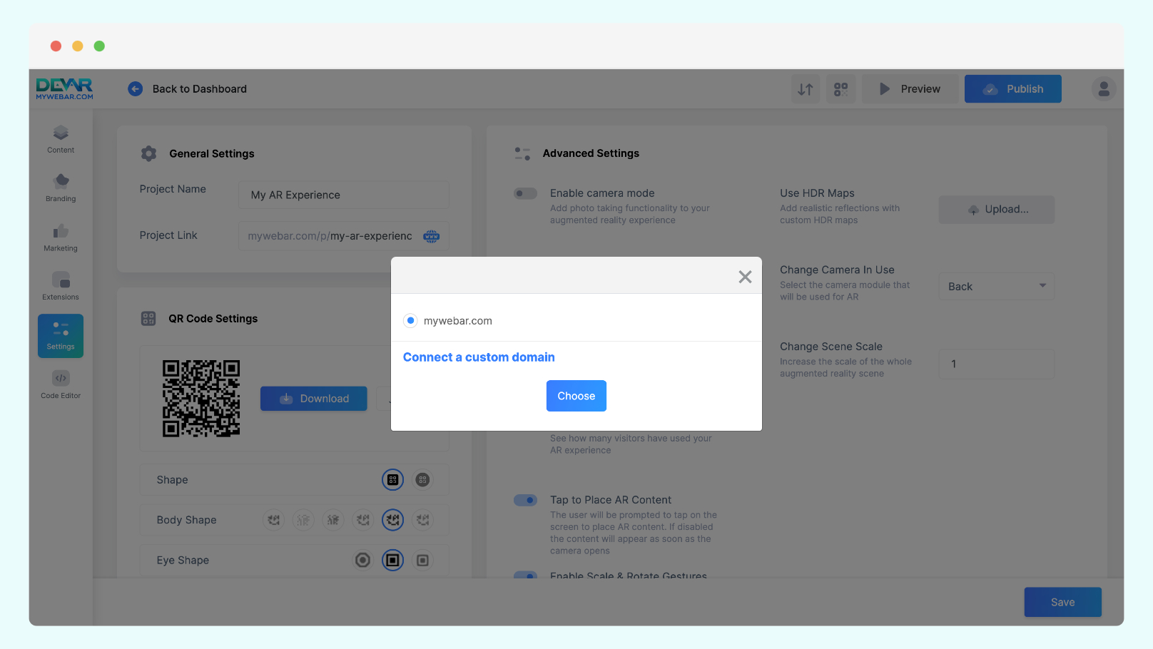 Settings Qr Code Project Settings