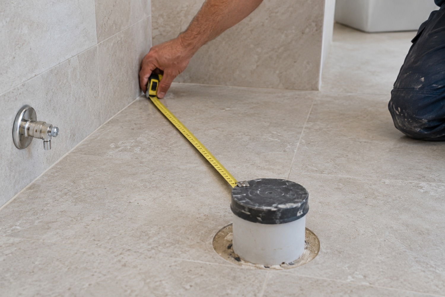 Measuring the toilet set-out