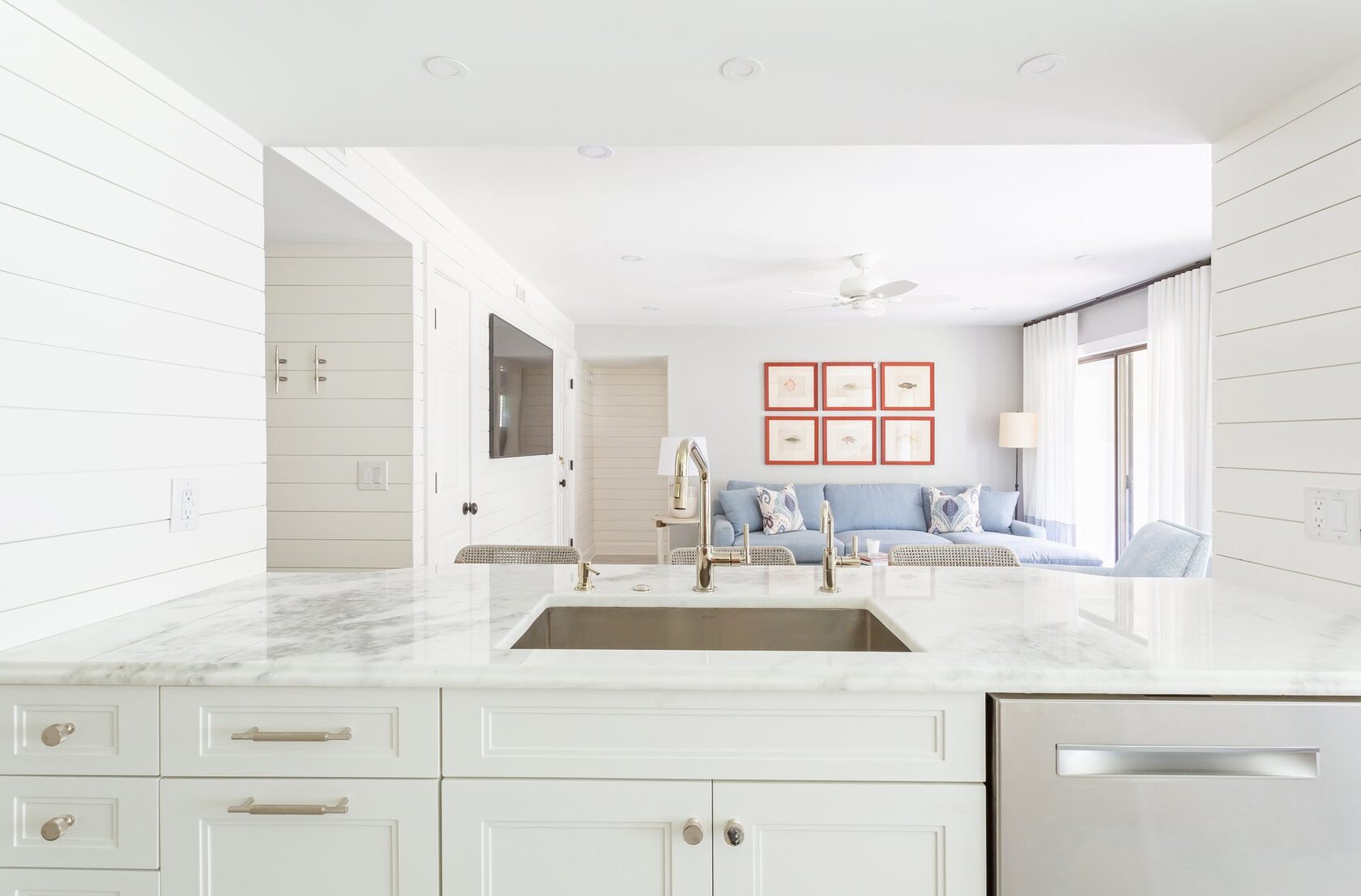 Fabrication and Installation of Kitchen Countertop with Integrated Sink and Bar Seating Area