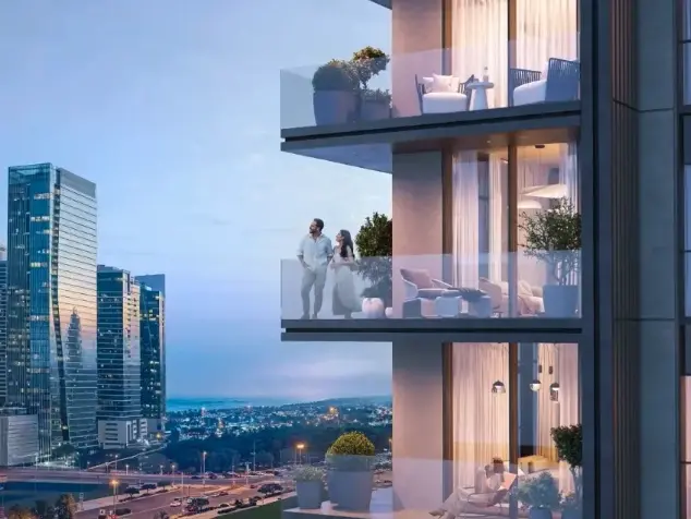Modon apartment balcony overlooking the Abu Dhabi skyline