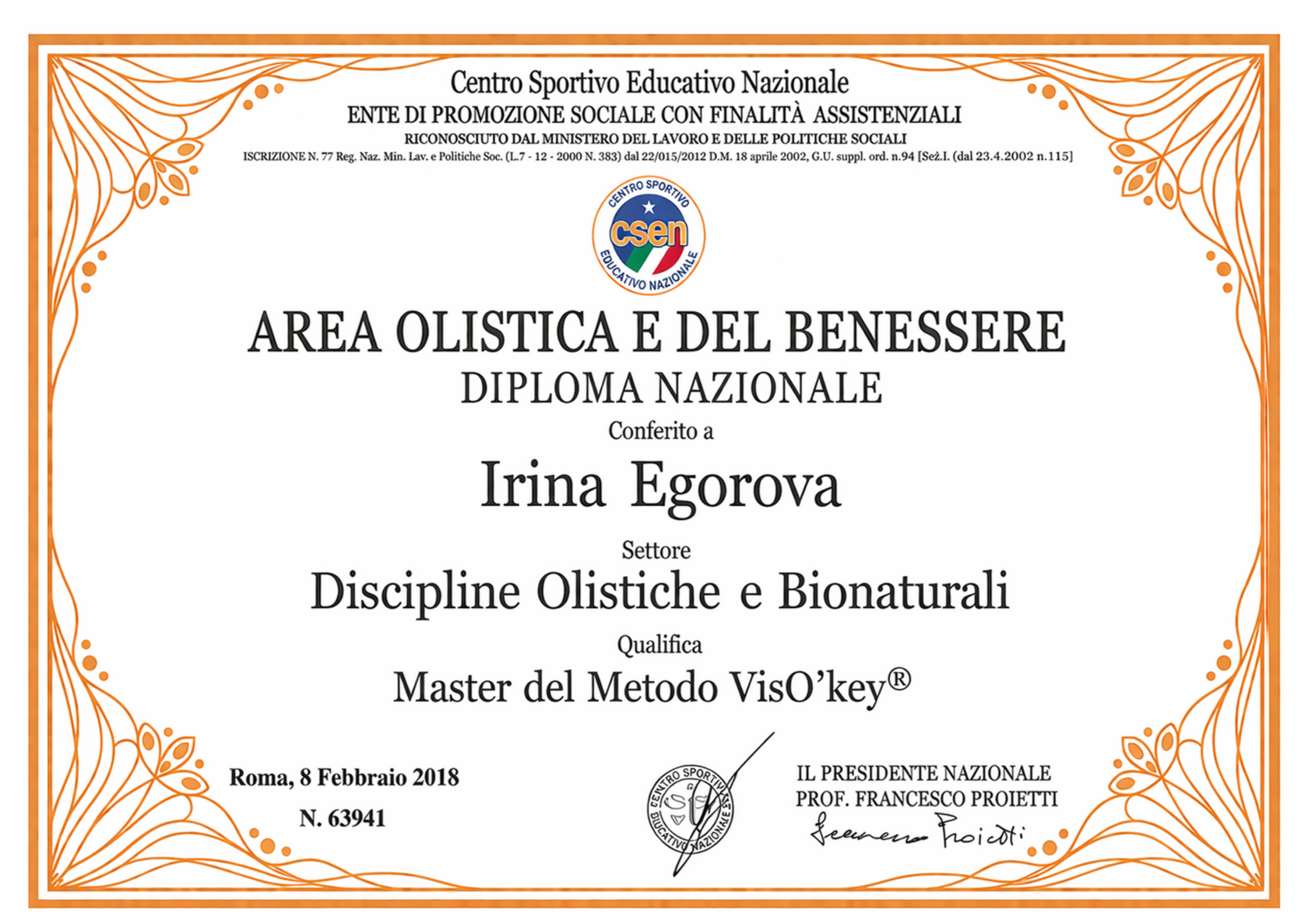 Diploma Metodo VisO’key®