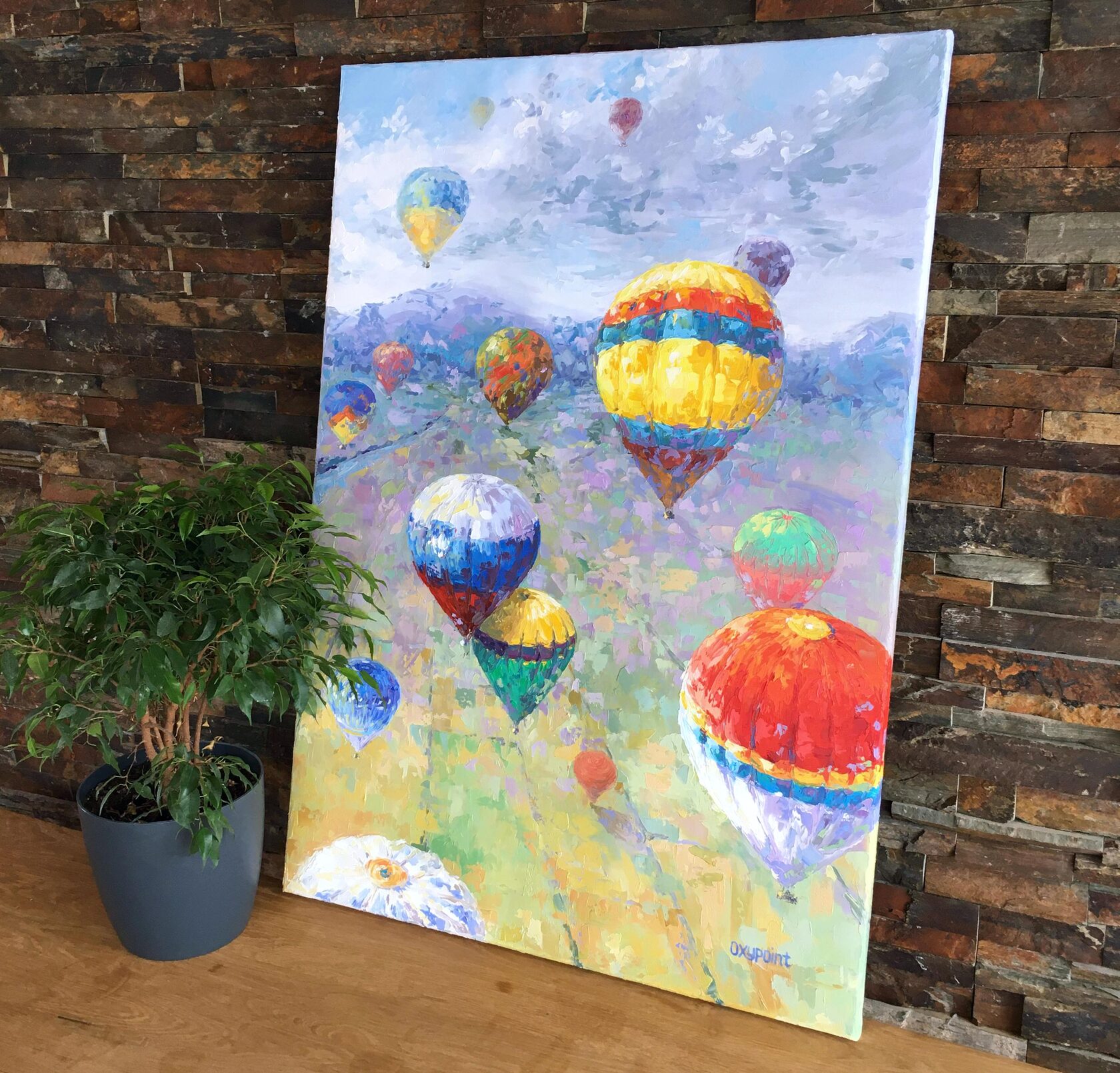 Hot air balloons oil painting 