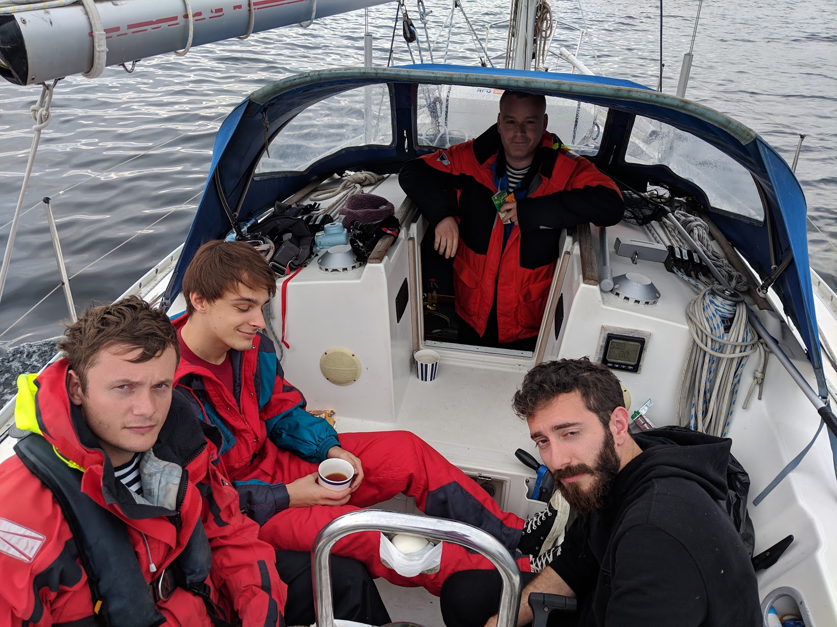 crew on the sailing boat 