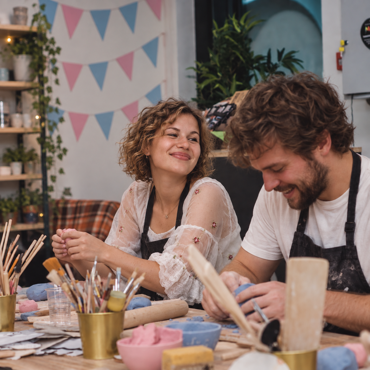 Private celebration for two at a pottery studio