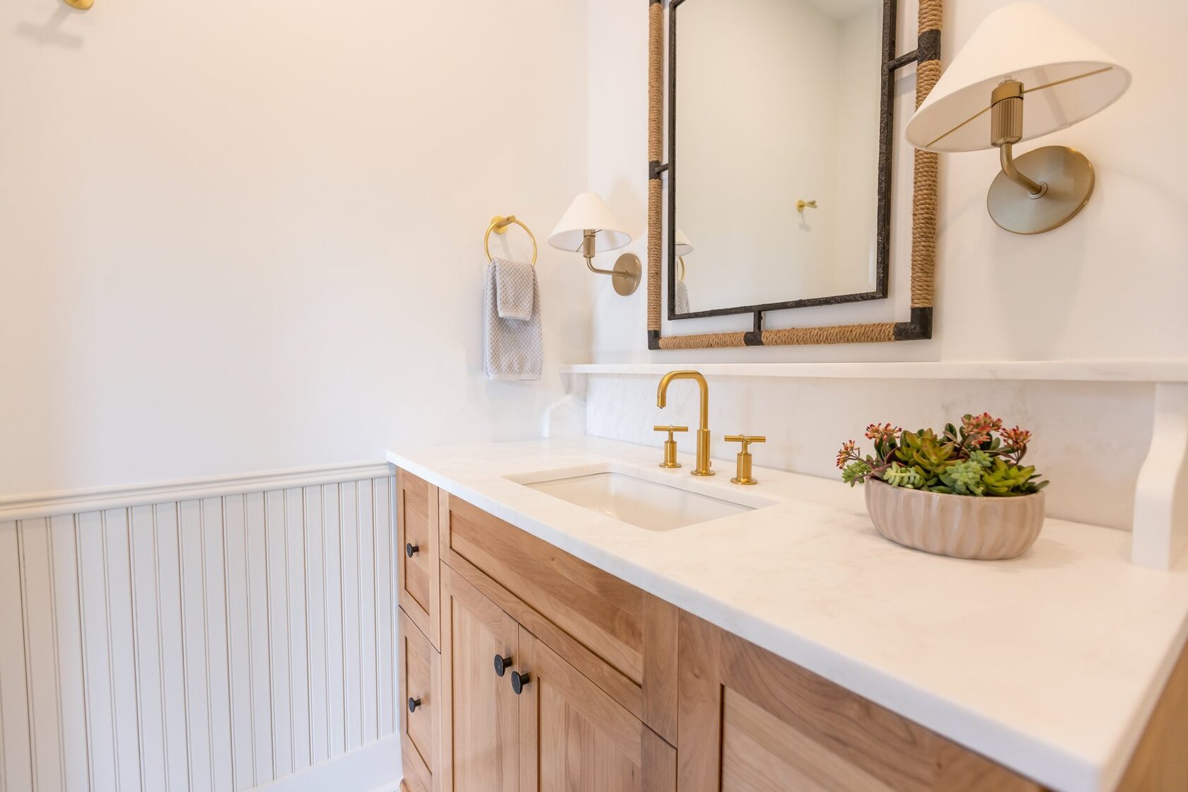 Installation of Vanity Countertop and Shower Bench Surface in a Tropical-Style Bathroom