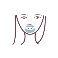 Chin & upper lip — laser hair removal area shown in blue