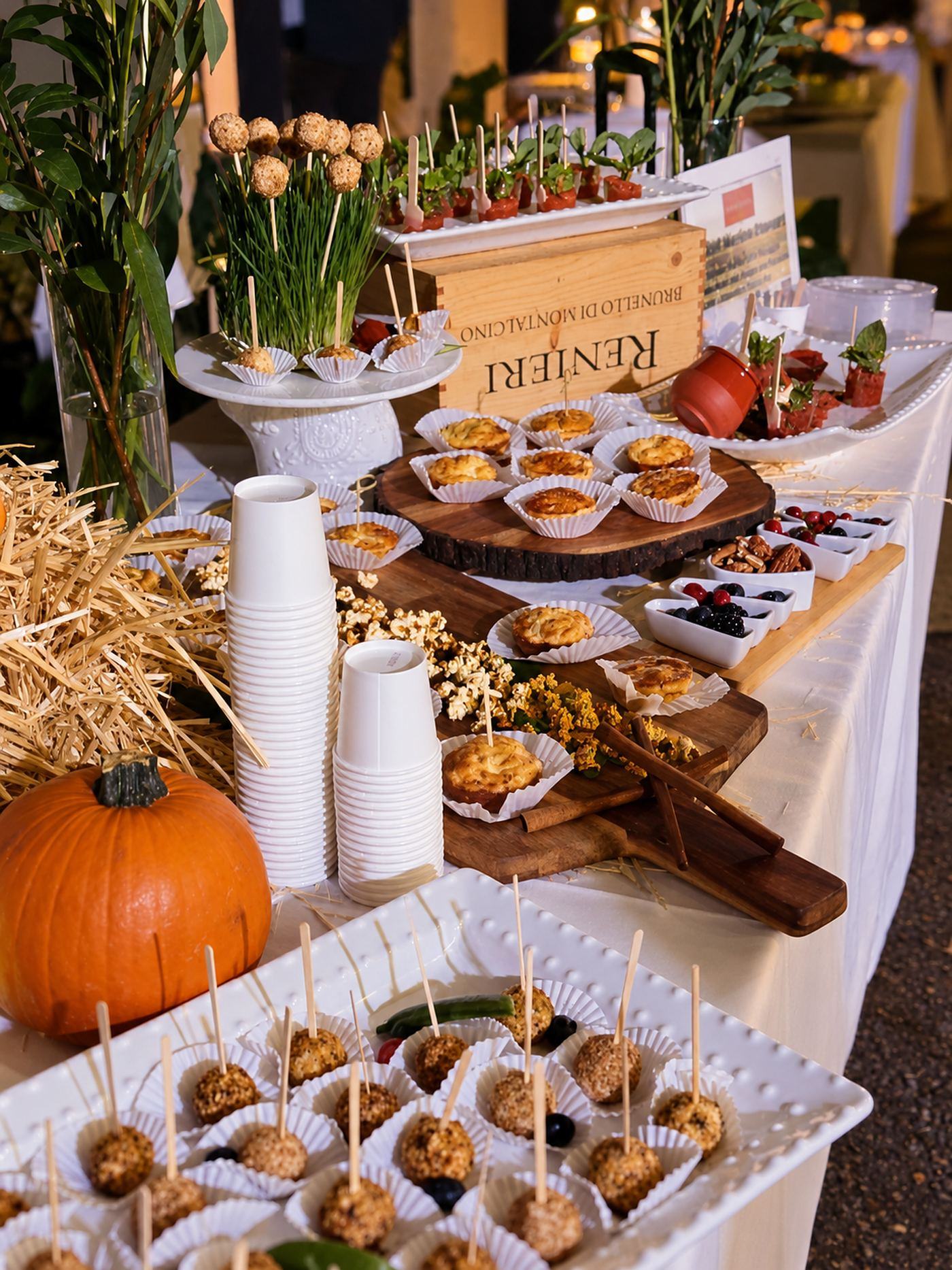 Canapés and savory tartlets by Chef Marina Staver under the evening lights at the March of Dimes gala in Miami
