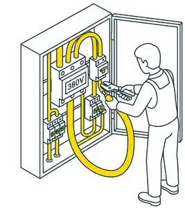 Ilustrație 2D – asamblare și montare tablou electric de forță 380V