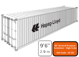 размеры морских контейнеров / 40'HQ