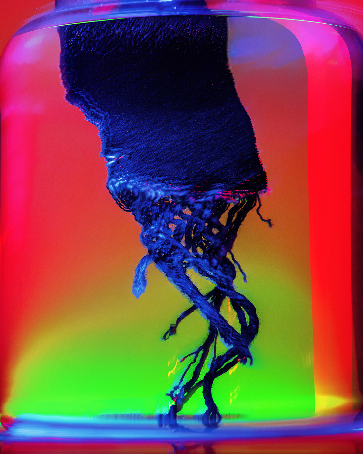 Handmade denim sculpture — studio photograph 2