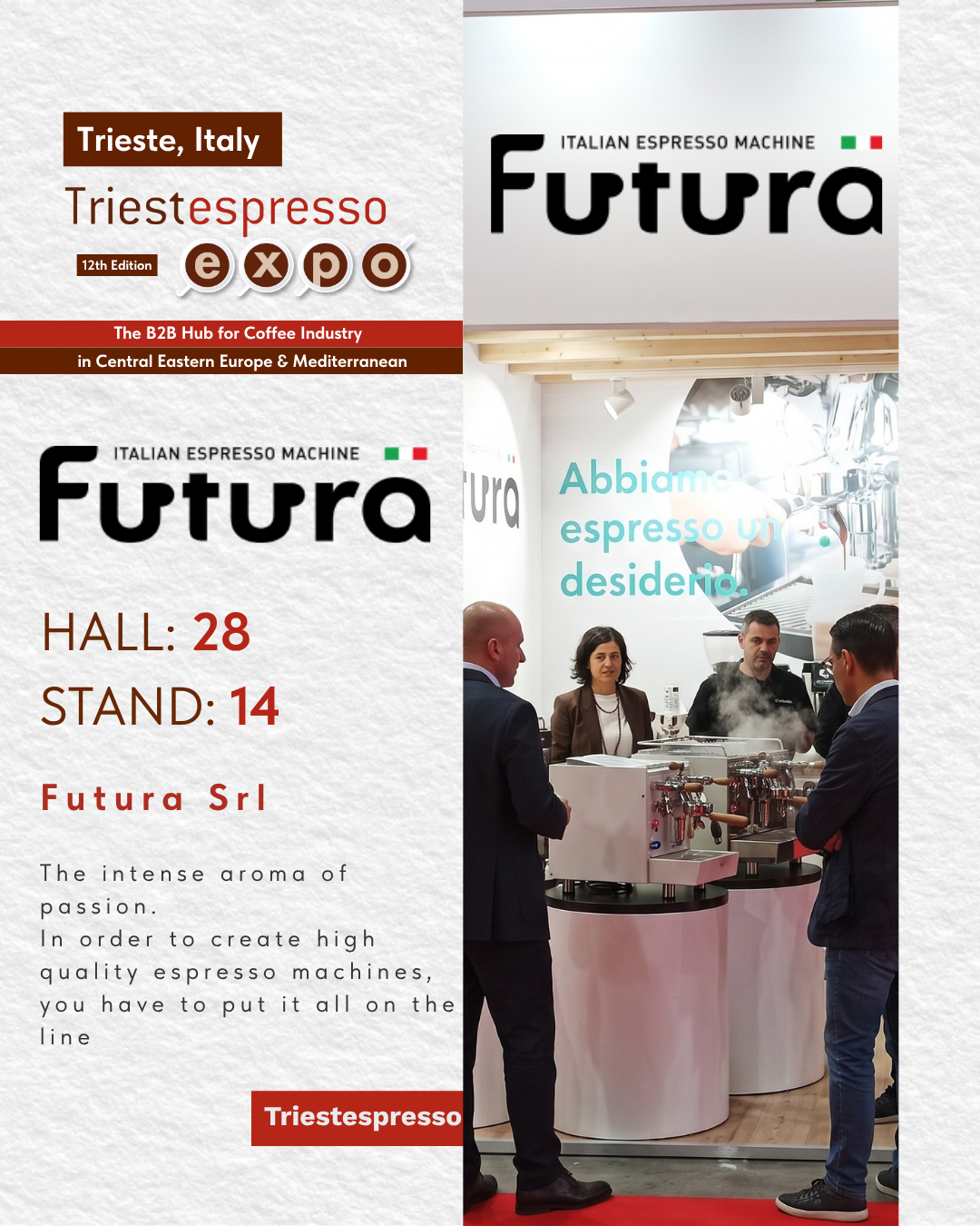 Piantina espositori Triestespresso Expo 2026 con hall e stand