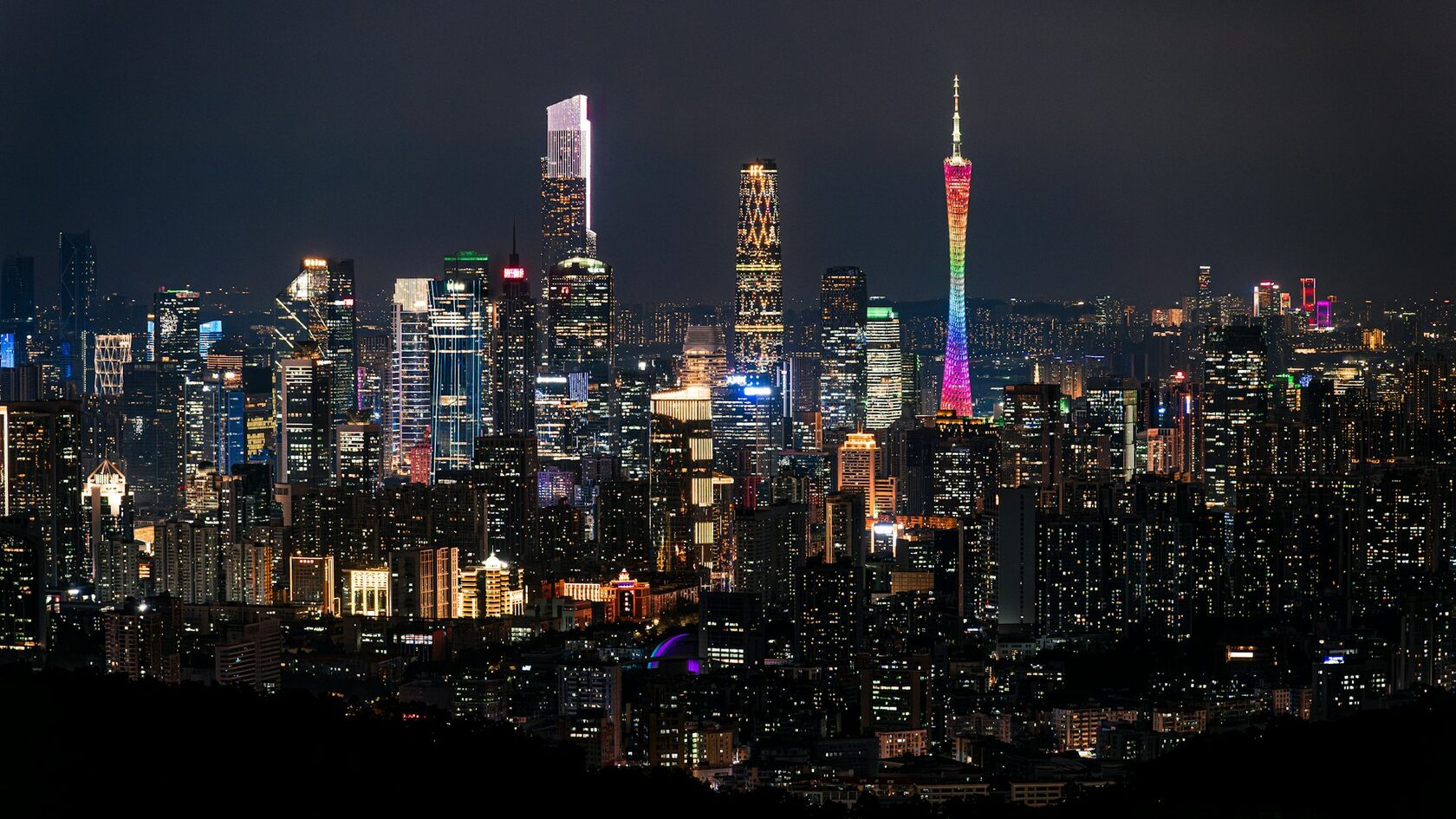 Canton Tower observation deck in Guangzhou at night