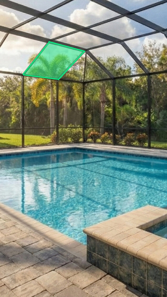Roof pool screen panel