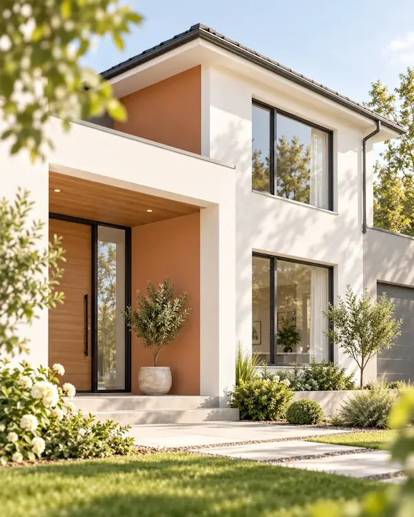 Modernisierte Hausfassade nach professionellen Malerarbeiten