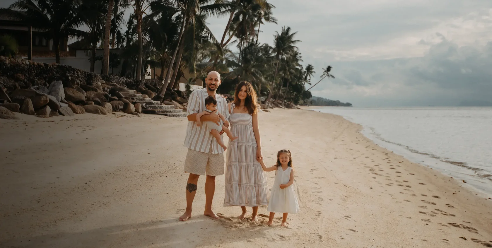 Family photoshoot at Ban Tai Beach Koh Samui — gentle sunset portraits