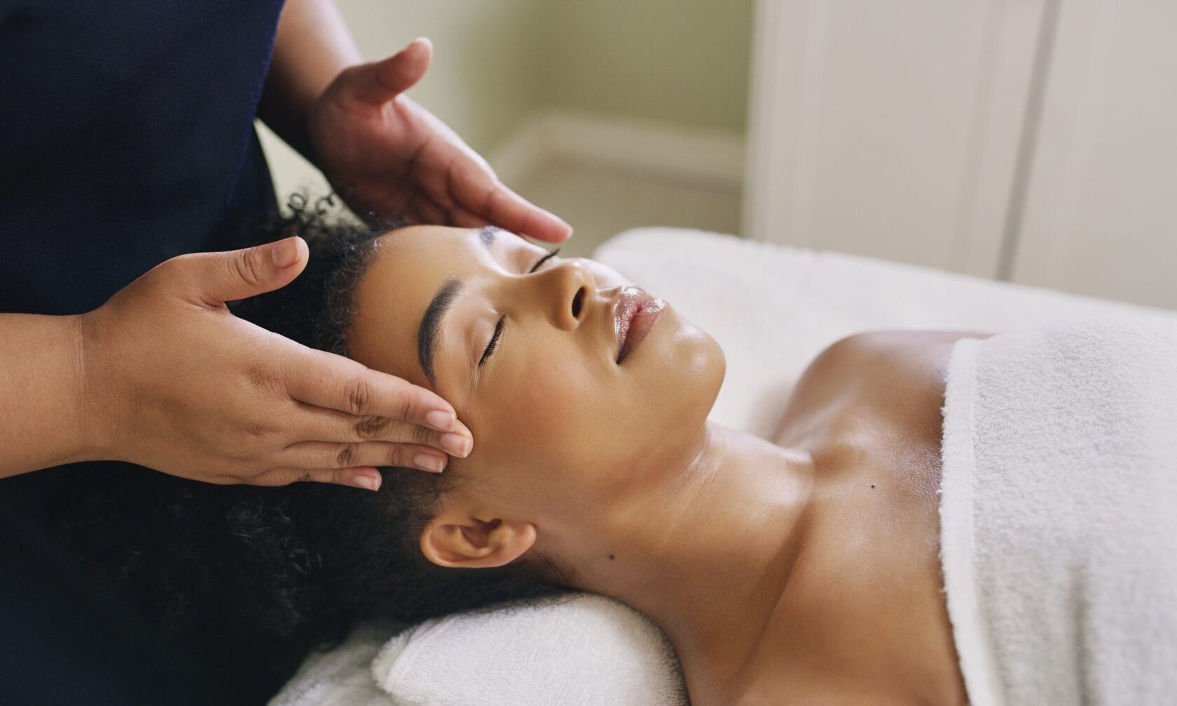 A guest receiving a massage