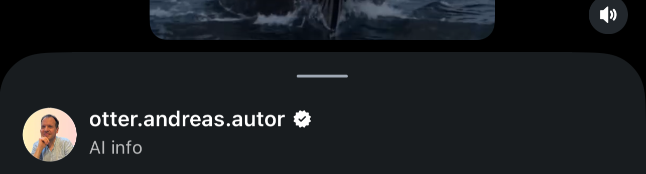 Instagram Beitrag von otter.andreas.autor mit dem Hinweis AI info unter dem Namen.