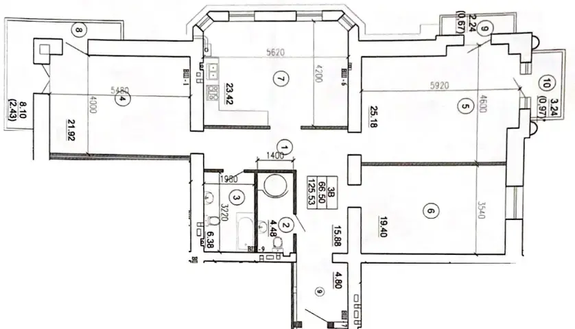 Планировка трехкомнатной квартиры 105 м² в ЖК Виндзор