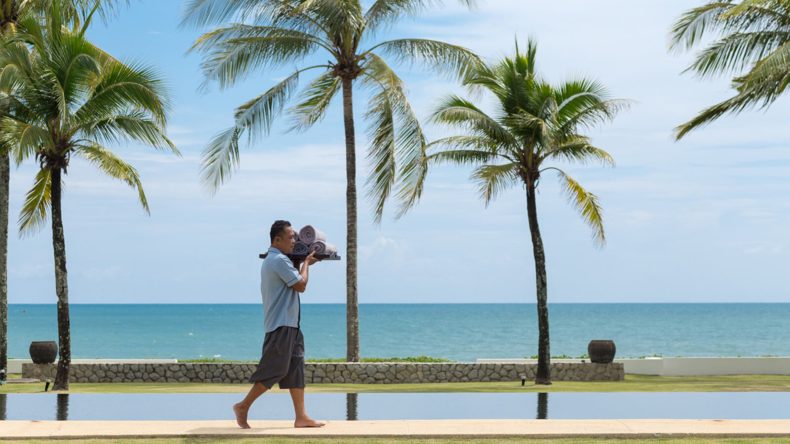 Swimming pool and terrace, six-bedroom beachfront estate, Natai Beach