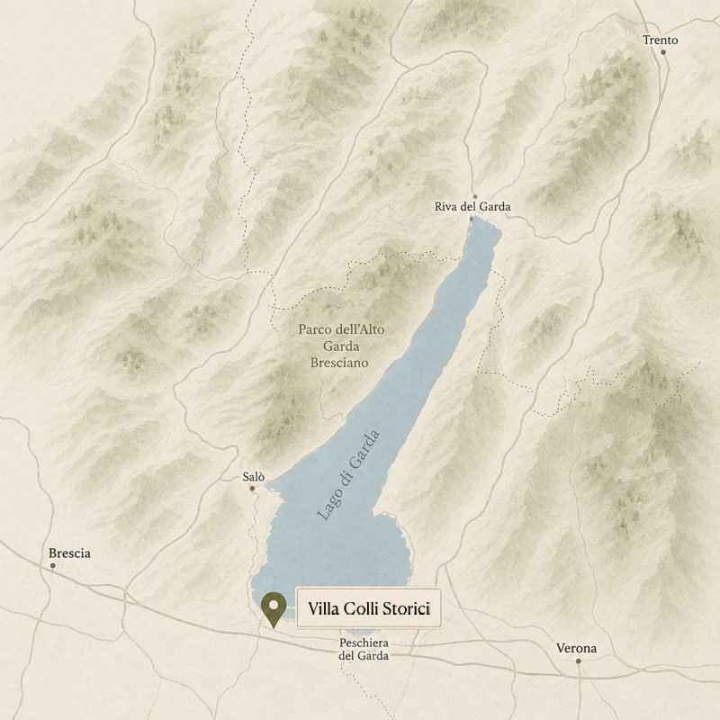La posizione della villa sul Garda
