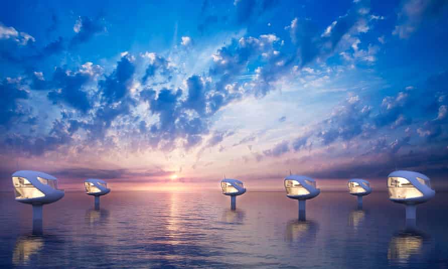 Renders of a SeaPod community