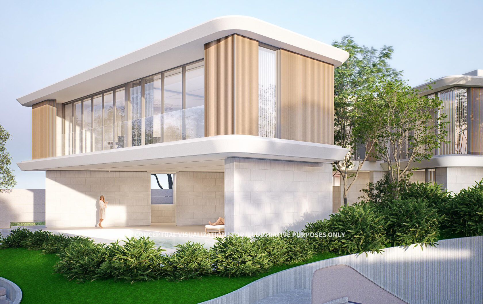 Beachfront villa garden and lawn at Soondri Wongamat