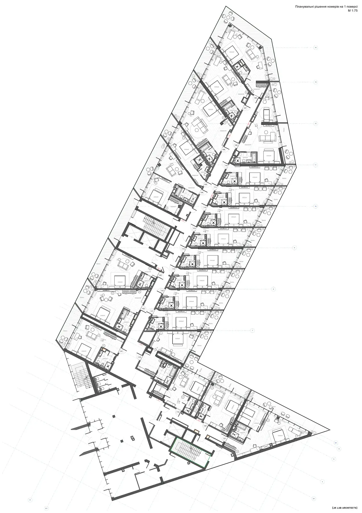 M1 Club Apartments — планировка первого этажа