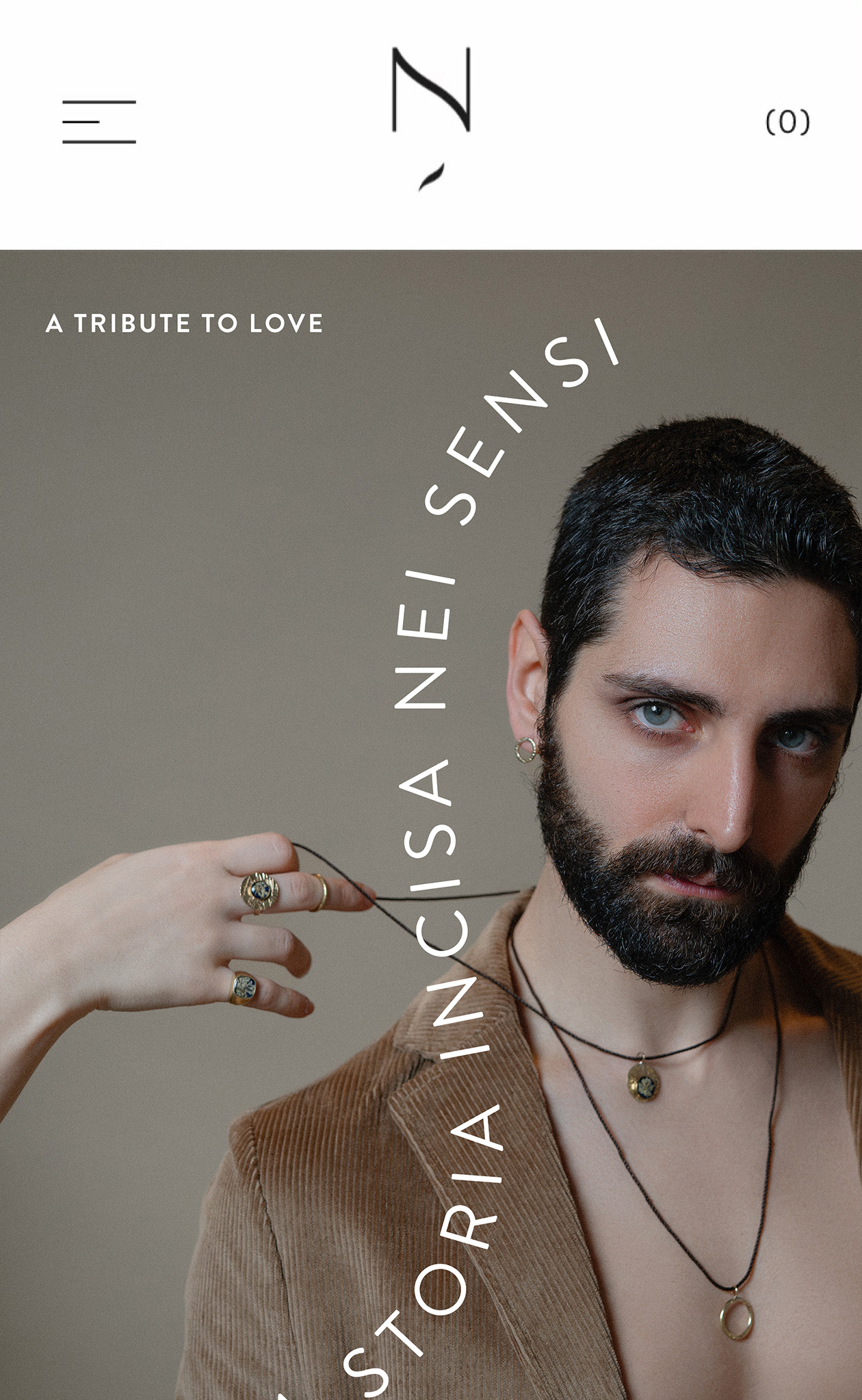 Website lookbook featuring Nero Cumino’s handcrafted jewelry and poetic storytelling.