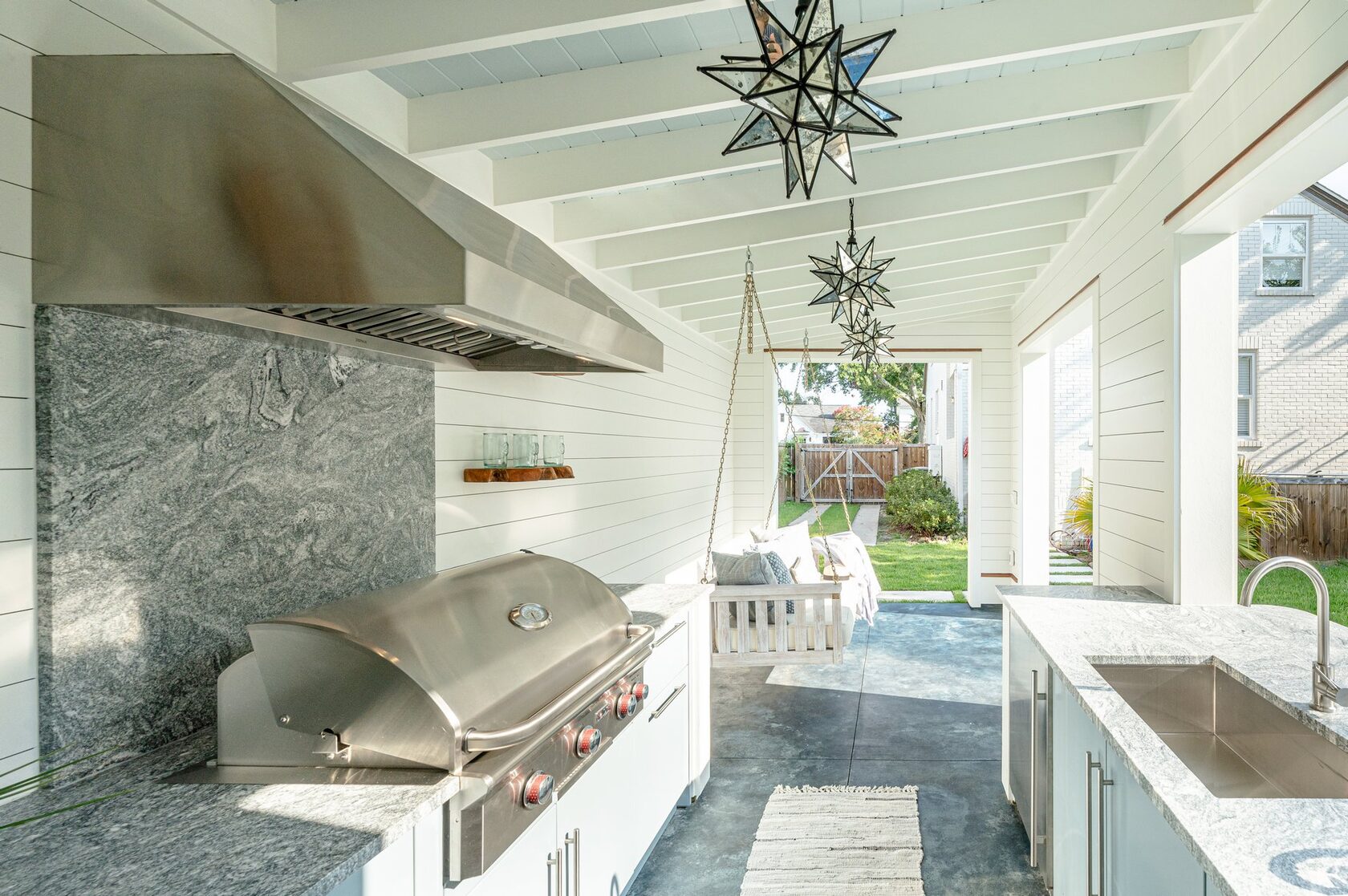 Fabrication and Installation of Outdoor Kitchen Countertops with Integrated Sink and Grill Area