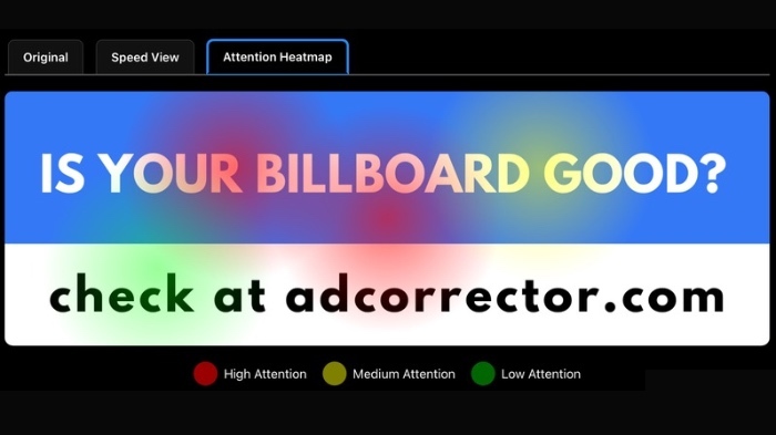 Ad Corrector Outdoor Billboard Ad Design Test with Heatmap View