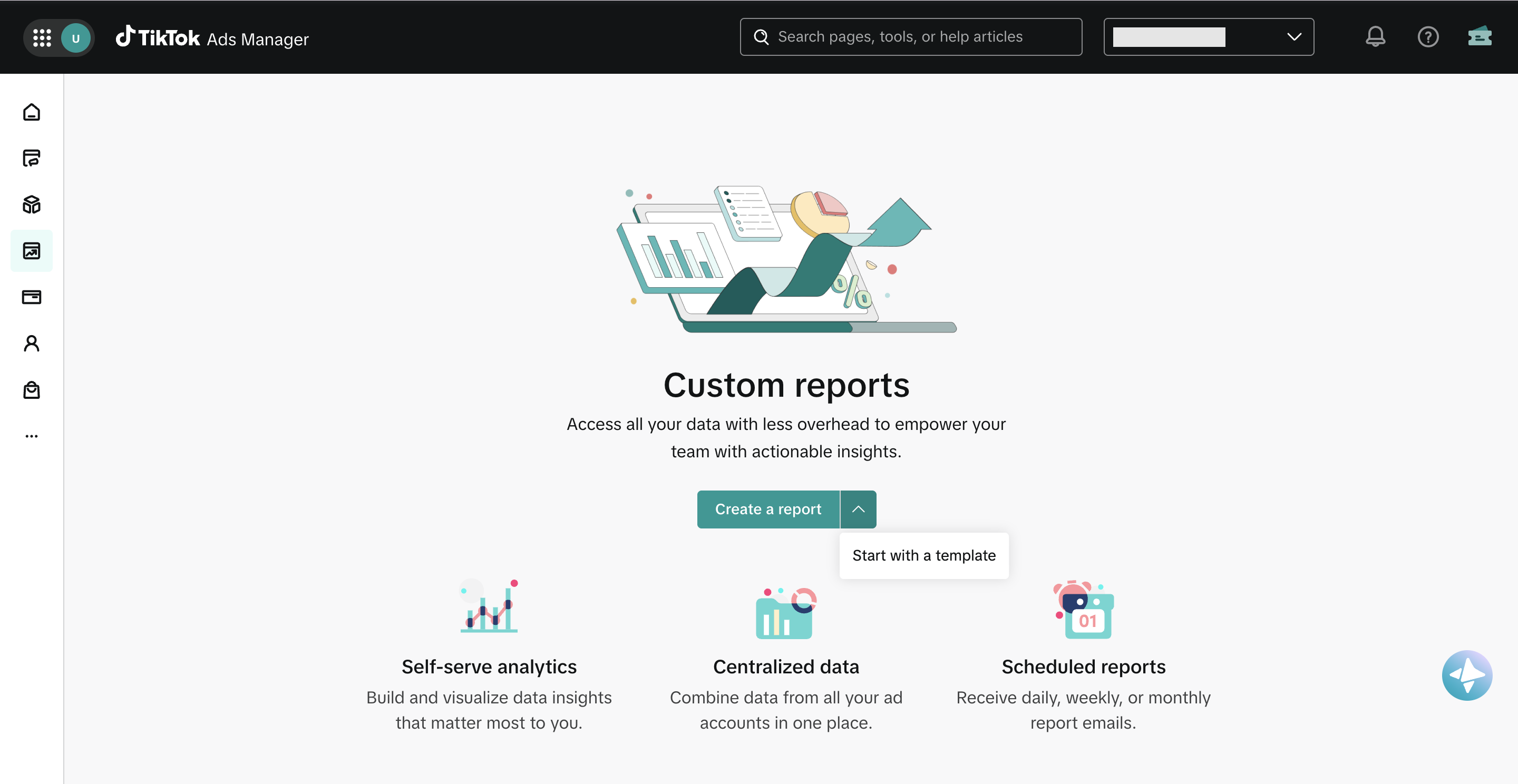 Раздел Custom reports в TikTok Ads Manager