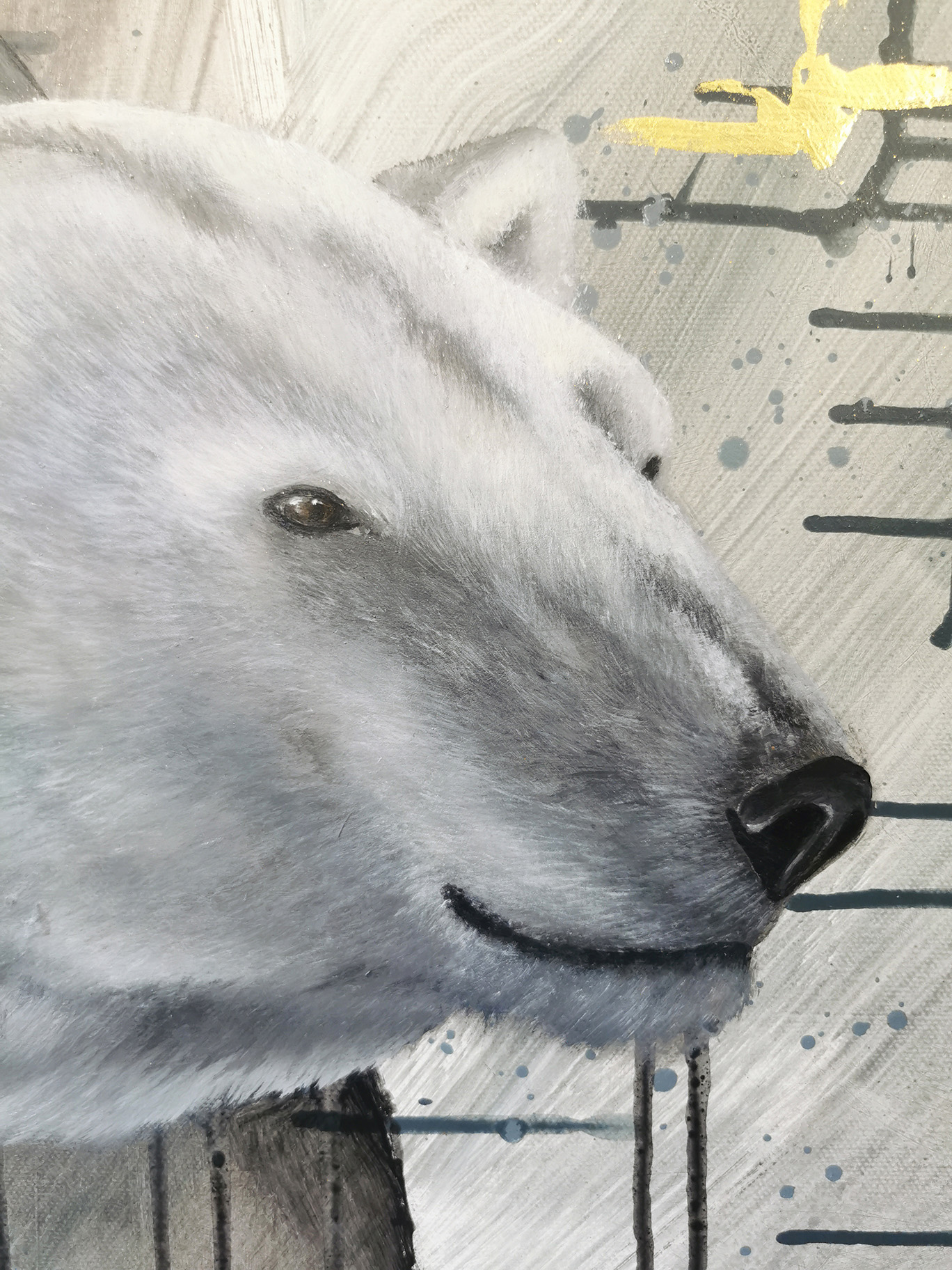 Großformatiges Eisbär Gemälde Original – Kunst über Stille, Weite und bedrohte Arktis