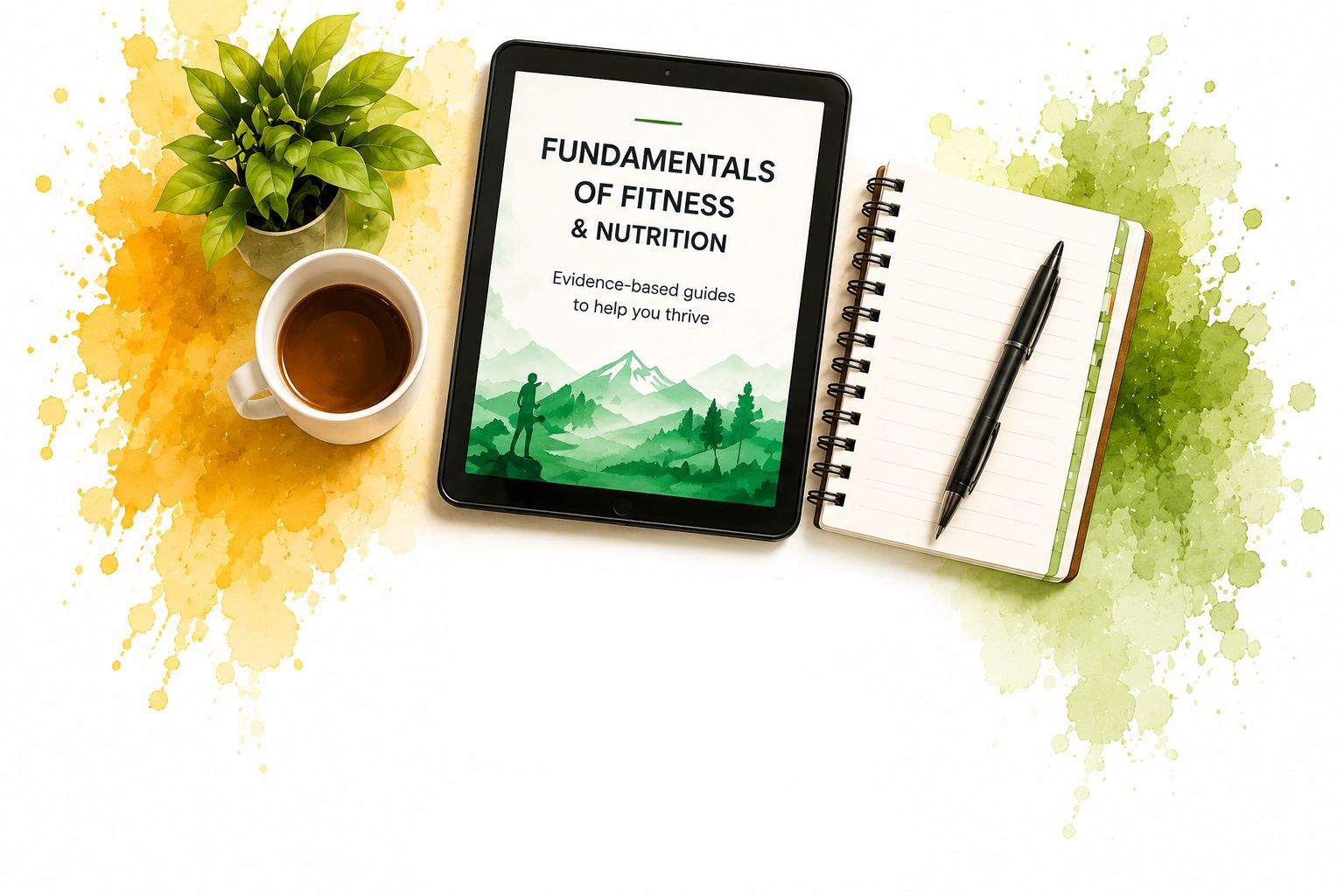 Fitness and nutrition guide on a tablet